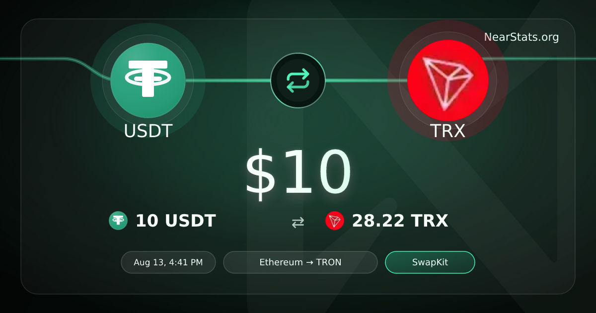 $10 USDT to TRX on NEAR Intents | NearStats